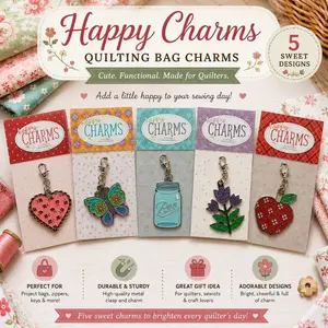 Lori Holt Happy Charms Craft Embellishments - Versatile Decorative Accents for Quilting, Scrapbooking Projects