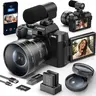 NBD S100 Pro Compact Digital Camera - 48MP, 16X Zoom, WiFi, 32GB TF Card, Upgraded Lens, Upgraded Battery, Autofocus, Anti-Shake, 180° Flip Screen