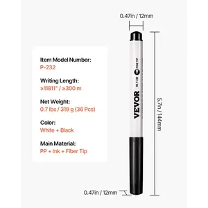 VEVOR Black Dry Erase Markers, 36 Pack Low-Odor Whiteboard Markers, Fine Point Whiteboard Markers, Easily Clean Dry Erase Markers Bulk for School Office Home