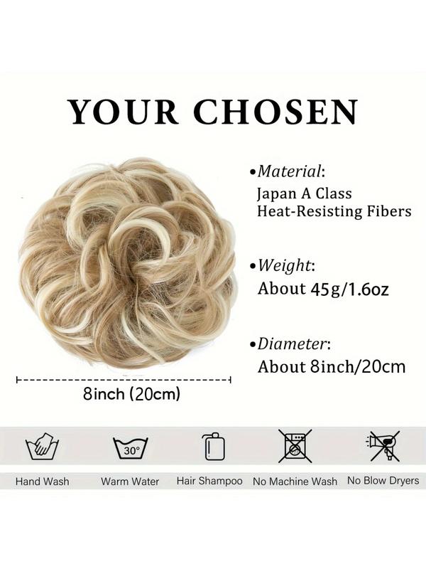 1pc Large Messy Bun Hair Piece Wavy Curly Scrunchies Synthetic Chignon Ponytail Hair Extensions Thick Updo Hairpieces for Women Dirty Blonde hair bun hair piece blonde Bridal Comb in Roma Style curly synthetic hair Hairstyles Wig Synthetic Soft Hairpieces