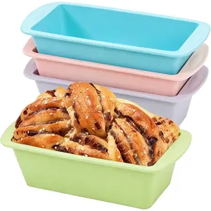 Mini  Bread Loaf Pan, 4 count, Non-Stick Baking Molds for Bread, Cake, Meatloaf, 7.5" L x 3.7" W x 2.1" H, Flexible  Baking Molds for Bread, Cake, Meatloaf