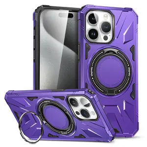360 Degree Rotatable Magnetic Phone Case with Ring, Shockproof Phone Protective Cover, Phone Accessories Compatible with iPhone 16 15 14 13 12, Casing, Cellphone