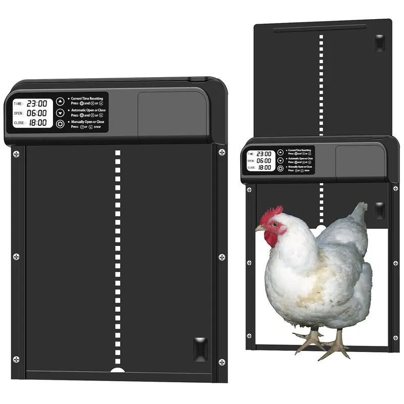 Automatic Enclosed Chicken Coop Door with Timer and Protection, Aluminum Material, Ideal for Farming and Pet Care, Durable and Easy to Use, Chicken Cage