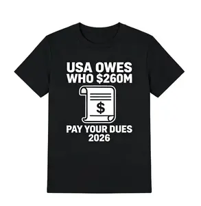 Pay Your Dues 2026 Funny Meme 100% Cotton T-Shirt – Retro Dollar Bill Graphic Tee, Trendy Casual Top for Meme Lovers & Humor Fans