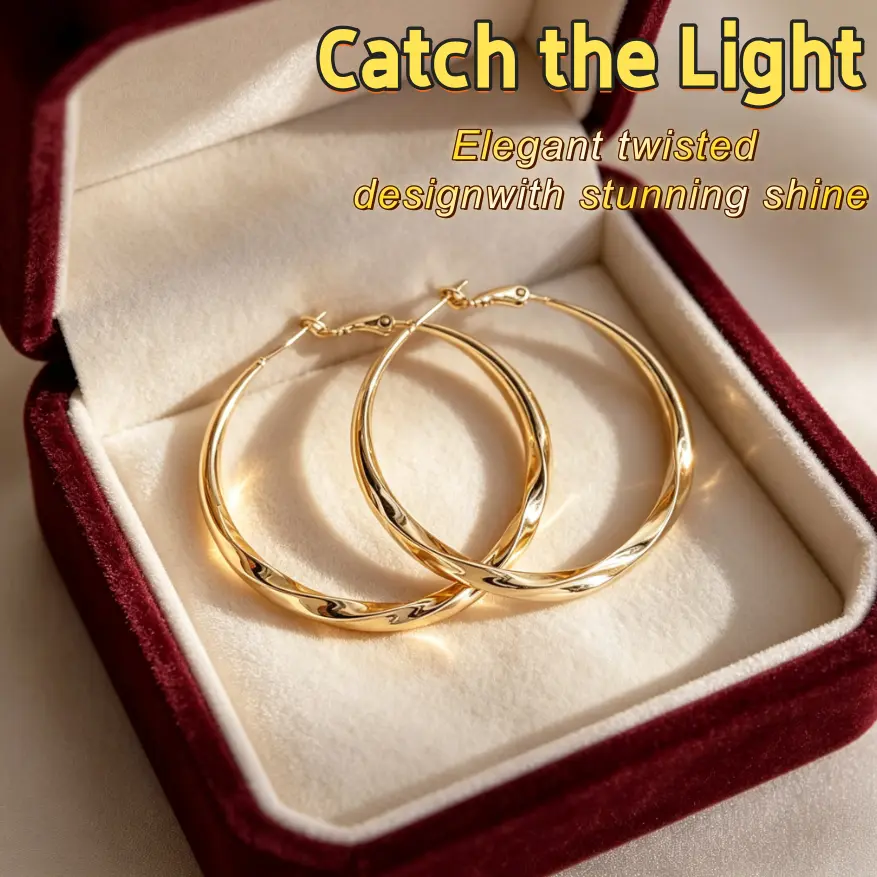 Women's Golden Circle-Designed Hoop Earrings, Simple Trendy Costume Jewelry for Daily Wear & Gifting (Fashion Accessories)