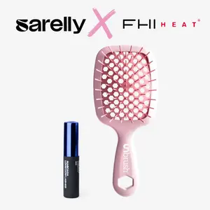 Sarelly x FHI Heat Mini Glam Duo - Mini Cow Lash Waterproof Mascara & UNbrush Mini Detangling Hair Brush - Exclusive Holiday Bundle