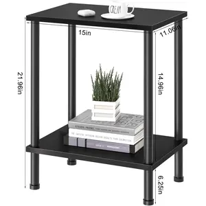 End Table,Small Side Table,2-Tier Nightstand with Storage Shelf,Sofa Bedside Table for Small Spaces in Living Room,Bedroom, Office,Stable Frame,Easy Assembly,Black