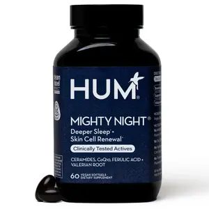HUM Mighty Night - Nighttime Skin Supplement + CoQ10 & Ferulic Acid to Promote Skin Cell Renewal, Nighttime Beauty Vitamins for Women (60 Count)