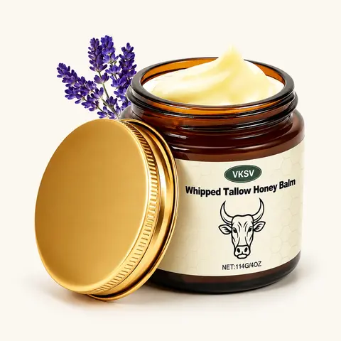 Lavender-Scented Whipped Grass-Fed Beef Tallow Honey Body Balm, 4oz Natural Soothing Calming Moisturizing Body Care, Gentle Nourishing 1-Piece for All Skin Types, Face & Hand Skin Care