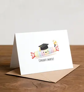 Congrats Smartie Graduation Card, Punny Handmade Diploma Card, Class of 2026 Grad Gift, Funny High School & College Graduation Stationery, Cute Smarties Candy Pun Card, Unique Handmade Style Greeting Card with Envelope Funny Greeting Card