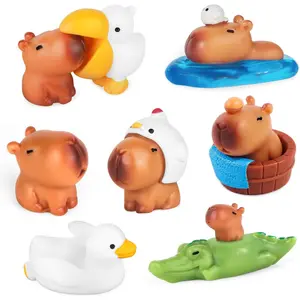 10 Pack Mini Capybara Figures Cake Toppers,Miniature Cute Capybara Resin Fairy Garden Decoration for Kids Birthday Baby Shower Party Cake Dollhouse Desktop
