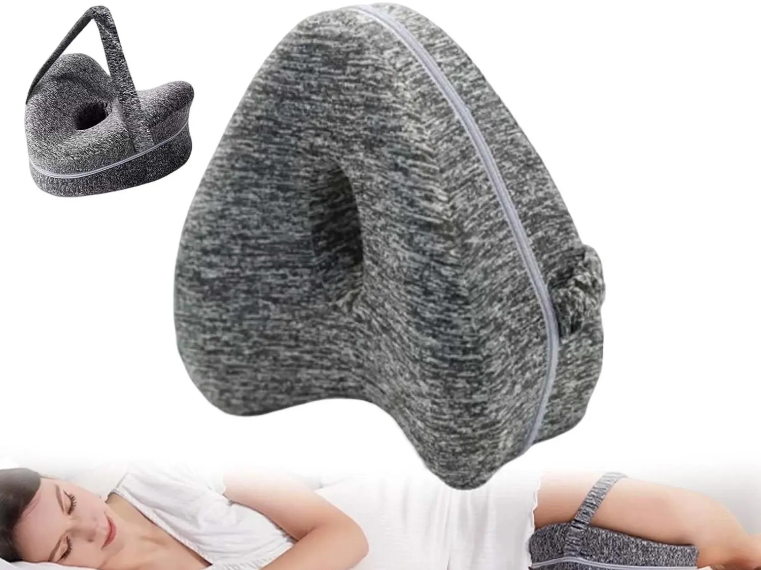 Memory Foam Knee Pillow for Side Sleepers Sciatica Hip Joint Back Pain Relief