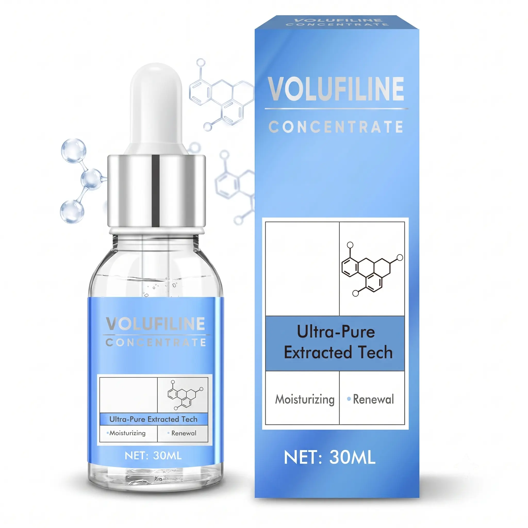 Ultra-Pure Volufiline Hydrating Face Serum - Intensive Moisturizer Cosmetic, Lightweight Non-Greasy Fast-Absorbing Formula for Dry Skin, Daily Hydrate & Renewal, Antioxidant-Rich Essence for Face & Neck, 30ml