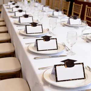 20Pcs Graduation Hat Design Seat Cards, Blank Paper Name Tags, Ideal for 2026 Graduation Ceremony, Party Table Center Decorations