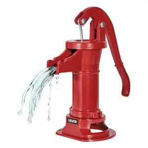 fathersdaygift VEVOR Well Hand Pitcher Pump, 25 ft Maximum Lift, Antique Cast Iron Manual Hand Water Pump, NPT 1-1/4in Connection, Easy Installation, Old Fashioned for Outdoor Garden, Pond, Backyard, Farm, Red