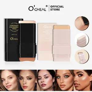O'CHEAL foundation stick,Dual-ended brush head for flawless skin, creamy skin brightens skin tone, moisturizing and lightweight brightening foundation stick, foundation conceaier makeup Moisture Moisturizer