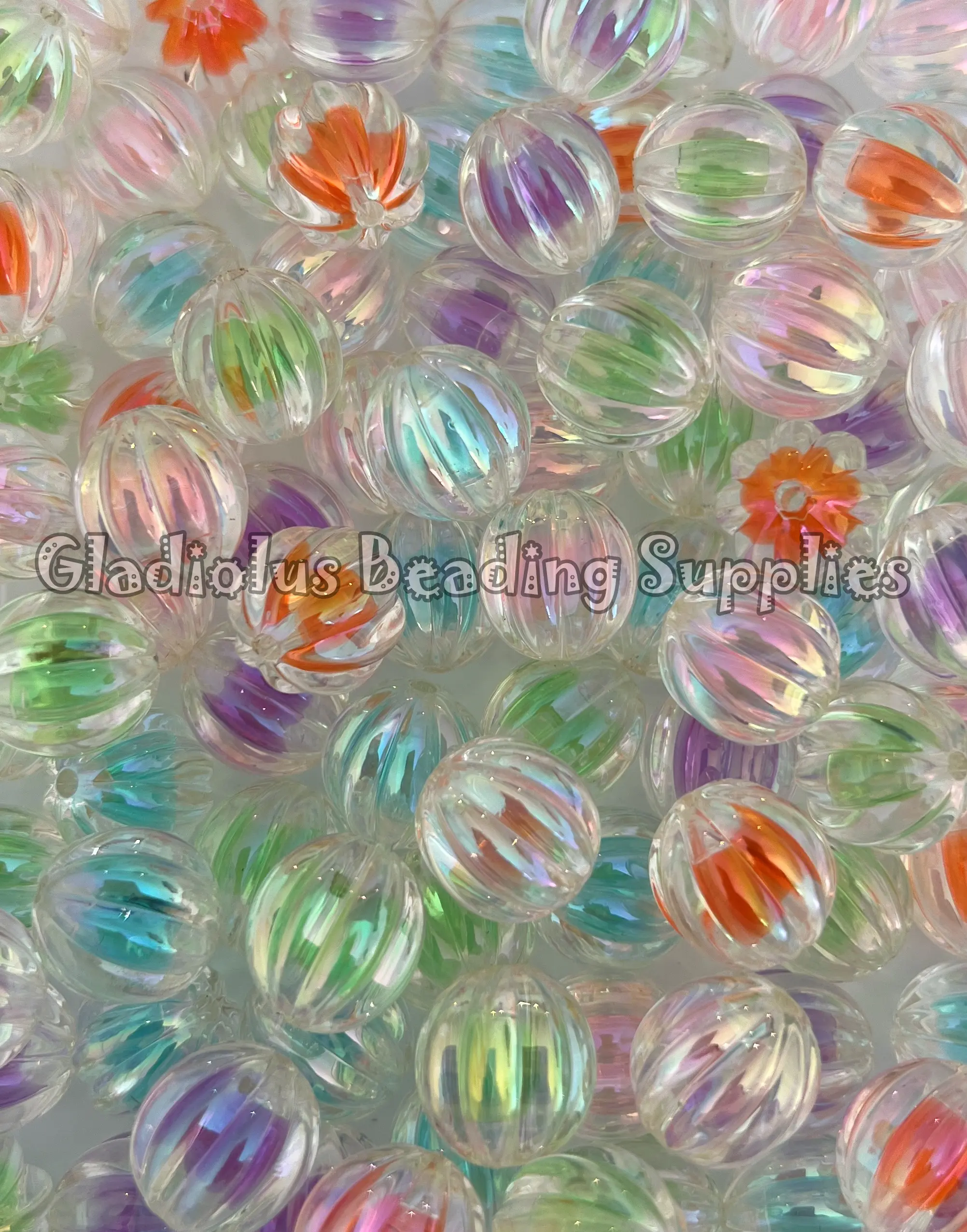 16mm Clear Watermelon Mixed Beads for Chunky Necklaces, Beaded Pens, and Crafts