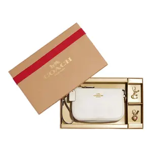 COACH Nolita 15 Mini Leather Crossbody Bag with Zipper Closure in Chalk White for Women
