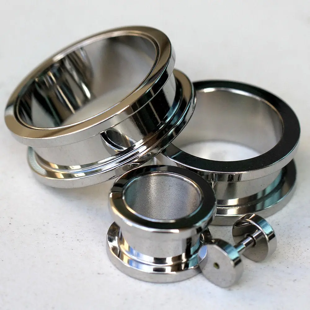 316L Surgical Steel Screw Fit Tunnel Plug Up to 2" — Sold as Pair