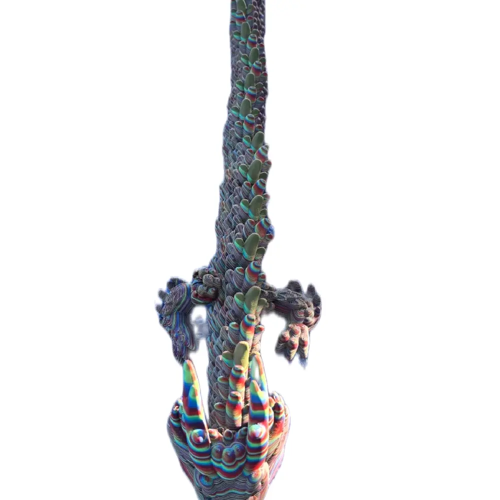 Huge Dark Rainbow Articulated Flexi Dragon Figurine - 4.5 ft x 5.5 in Home Decor Statue for Home Supplies Display