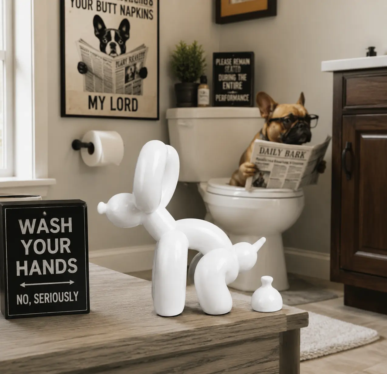 Artistic Abstract Resin Balloon Dog Sculpture - Plain House Ornaments, Modern Creative Home Office Desk Display Figurine, Collectibles for Valentines Day/Christmas Gift