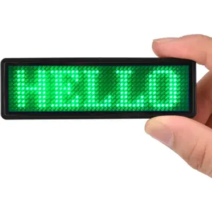 LED Name Tag, Rechargeable   LED Name Badge Reuseable Price Tag 44x11 Pixels Digital Sign Temperature Display for Restaurant Shop Exhibition Nightclub Hotel