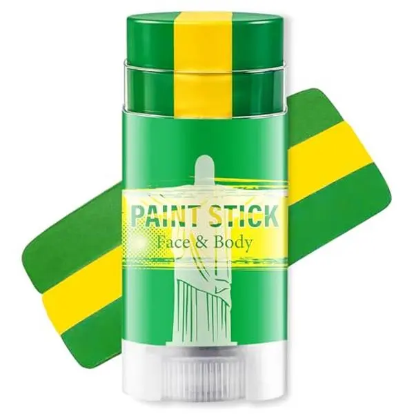 Green Yellow and Green Brazil Face Paint Stick, Sweatproof & High Pigment Face Body Paint Sticks Accessories