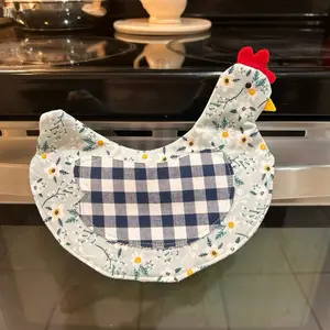Chicken & Eggs Potholder Blue & Yellow for Womenswear Kitchen Decor