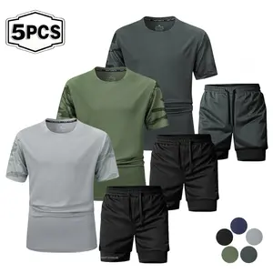 Summer new quick-dry mesh short-sleeved short T-shirt running fitness quick-dry two-piece sports suit