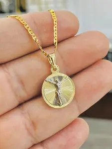 Round Jesus Necklace Mariner Chain Pendant Charm Catholics Gifts for Womens Mens Female Male Anniversary Birthday