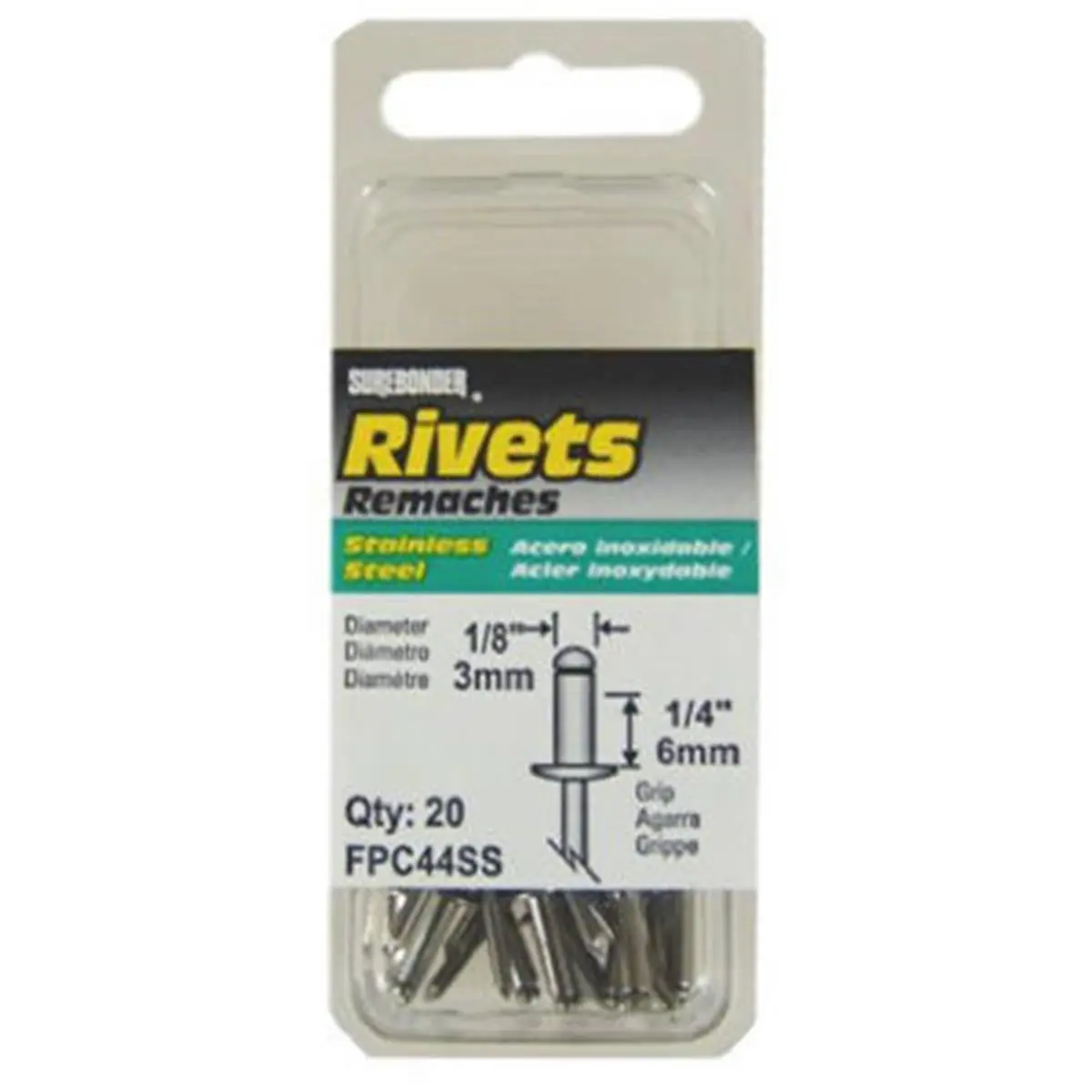 FPC FPC44SS Surebonder 20 Pack Medium Stainless Steel Rivet