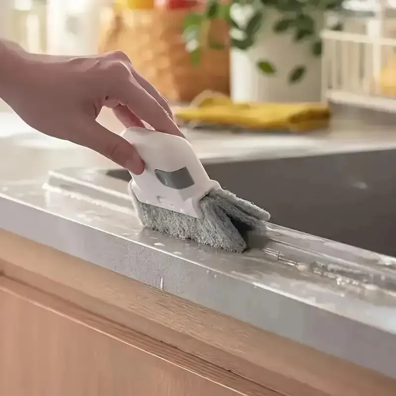 Grey Window Groove Cleaning Brush, 1 Count Portable Handheld Window Track Cleaning Brush, Multifunctional Cleaner Tools for Door Gap Track, Household Essentials, House Cleaning Tools, Household Items, Versatile Cleaning Tool, Window Cleaning Kit