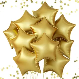 18 Inch Metal Gold Star Balloons, 10 Pcs Metallic Gold Star Shape Foil Balloon Helium Balloons, Big Mylar Star Balloons for Wedding, Shower, Birthday Party Decorations