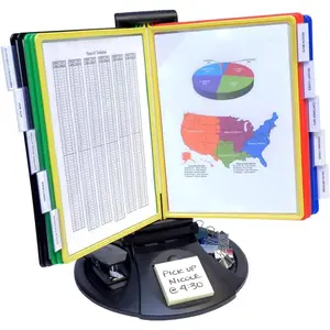 AdjustaView 10-Pocket Desk Reference Organizer with Supplies Storage Base and EZ-Load Pockets to Hold 20 Sheets of Paper, Includes Fast Find Indexing Tabs (Colored Pockets)