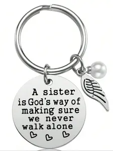 Stainless Steel Keychain for Bags with 'a Sister Is God's Way' Engraved Pendant, Perfect Birthday Gift for Best Friends & Christians