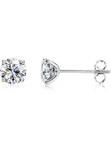 925 Sterling Silver CZ Stud Earrings For Women Men, Long Post Cubic Zirconia Aurora Rainbow Stud Earrings, Platinum/Gold/Rose Gold Plated Tiny CZ Sleeper Earring Stud Hypoallergenic 5mm High Quality Earrings Stud Earring Jewelry