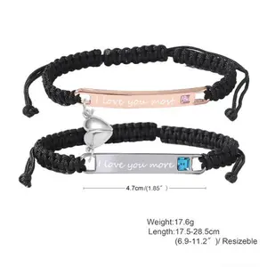 Adjustable Couple Bracelet Set, Heart Rate Bracelet & Rose Gift Box, Fashion Bracelet for Couples, Daily Clothing Decor, Trendy All-match & Exquisite Jewelry for Birthday Love Gift, Heart Charm Bracelet, Gift Ideas Valentine’s Day Gift Christmas Gift