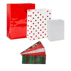 5 3/4" - 13" Solid Color Christmas Gift Bags & Holiday Tissue Paper Kit - 216 Pc.