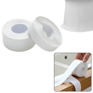 Waterproof Self-Adhesive Seal Tape 1.5" x 10.5Ft, White Kitchen Bathroom Caulk Strip, Wall Floor Edge Protector with Sealing Tool