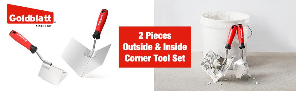 #backtoschool Goldblatt 2 Pack Drywall Corner Tool Set, 5'' Outside Corner Knife & 3-1/2'' Inside Corner Knife, with Soft Grip Handle - Stainless Steel Sheetrock External Corner Trowel & Internal Corner Trowel