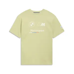 PUMA Mens Bmw M Motorsport Logo Stripe Crew Neck Short Sleeve Casual Tops Casual - Green