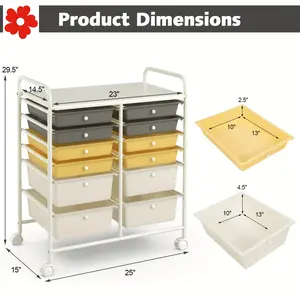 New Costway 12 Drawer Rolling Storage Cart Tools Scrapbook Paper Office storage and desktop accessories