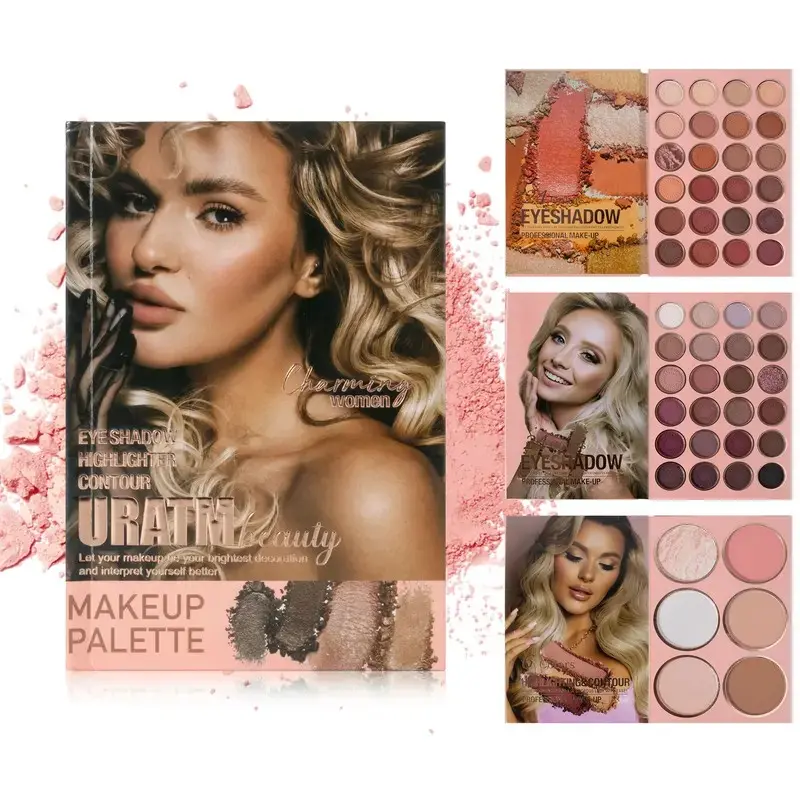 54-Color All-In-1 Makeup Palette Set - Smooth Eyeshadow Palette, Highlight, Blush, Concealer, Skin Tint Powder Foundation, Solid 3-In-1 Glamour Glow Up Cosmetic Face Makeup Kit tik tok shop bronzer