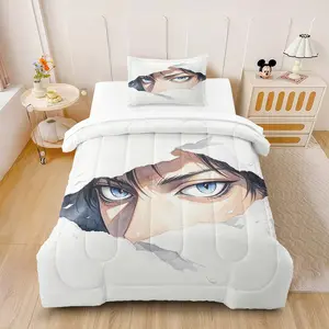 2/3pcs Shadow Art Gengar Comforter Set (with Filling no Pillow Insert), premium soft cover, plush full filling, unique dark art design, for aesthetic home and leisure room