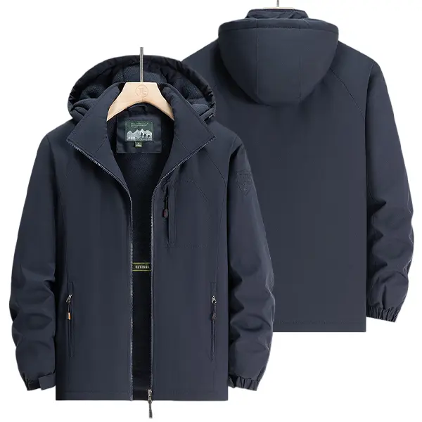 Men’s five-color fleece-lined detachable hooded softshell jacket — windproof, waterproof outdoor jacket for commuting, mountaineering, and cold-weather warmth