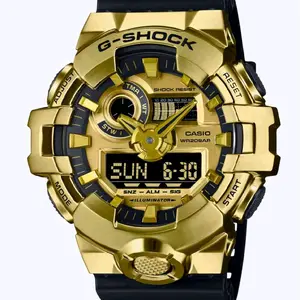 GM700G-9A New G shock G Steel black and gold stainless steel  dual time men' s watch