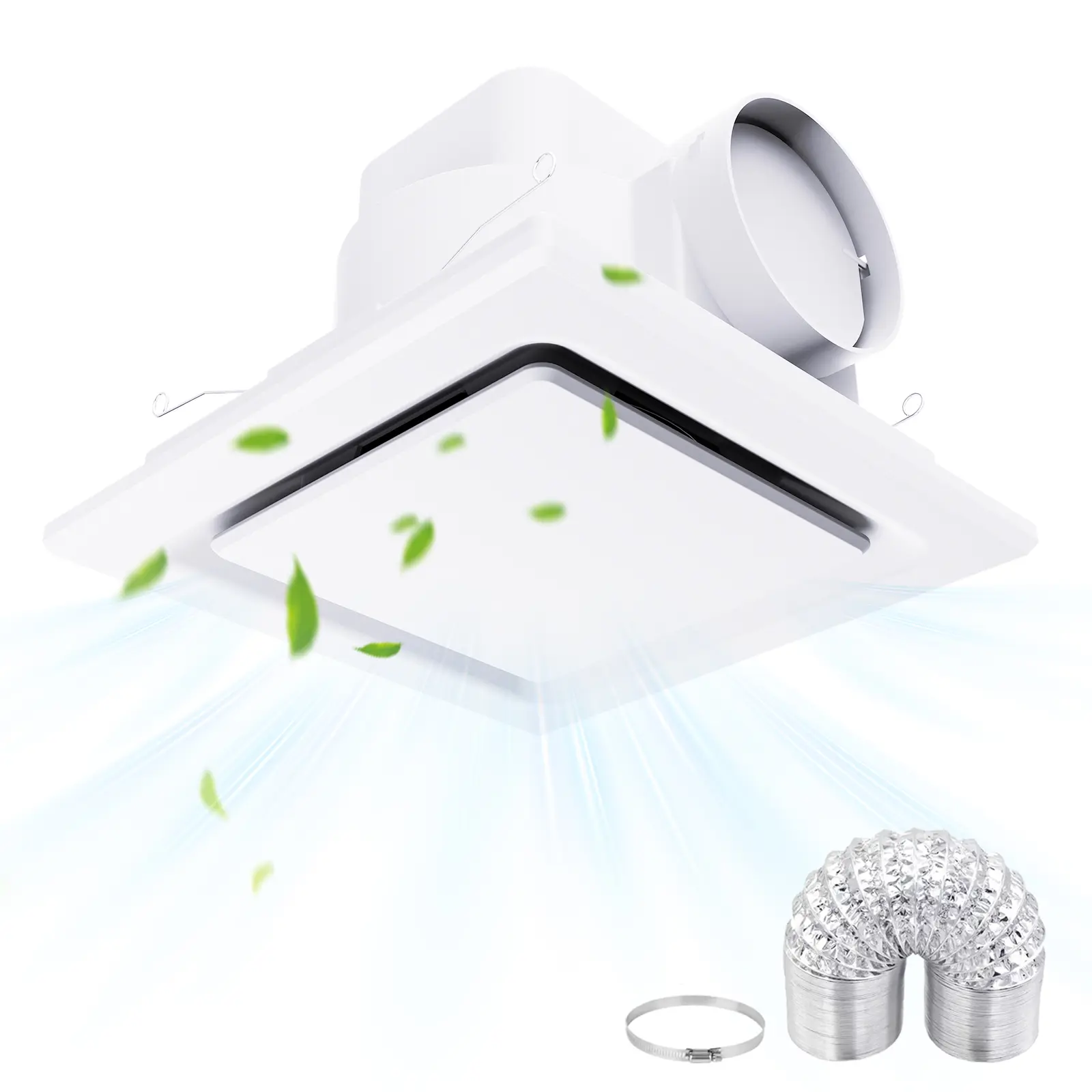 LANMEL Bathroom Exhaust Fan without Light, 10" Panel Bathroom Ceiling Ventilation Fan (8x8 Mount), 130 CFM 1.0 Sones, Quiet Square Bath Fan for Bathrooms, Shower, Office, Restroom Etc