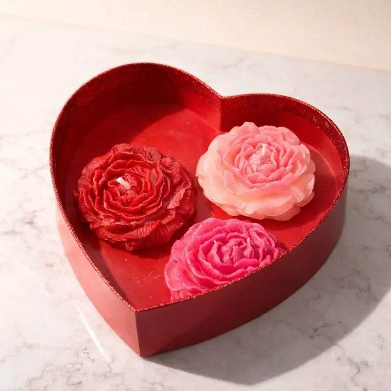 Apple Rose Luxury Heart Set (3 Roses) vision rose candles - TikTok Shop