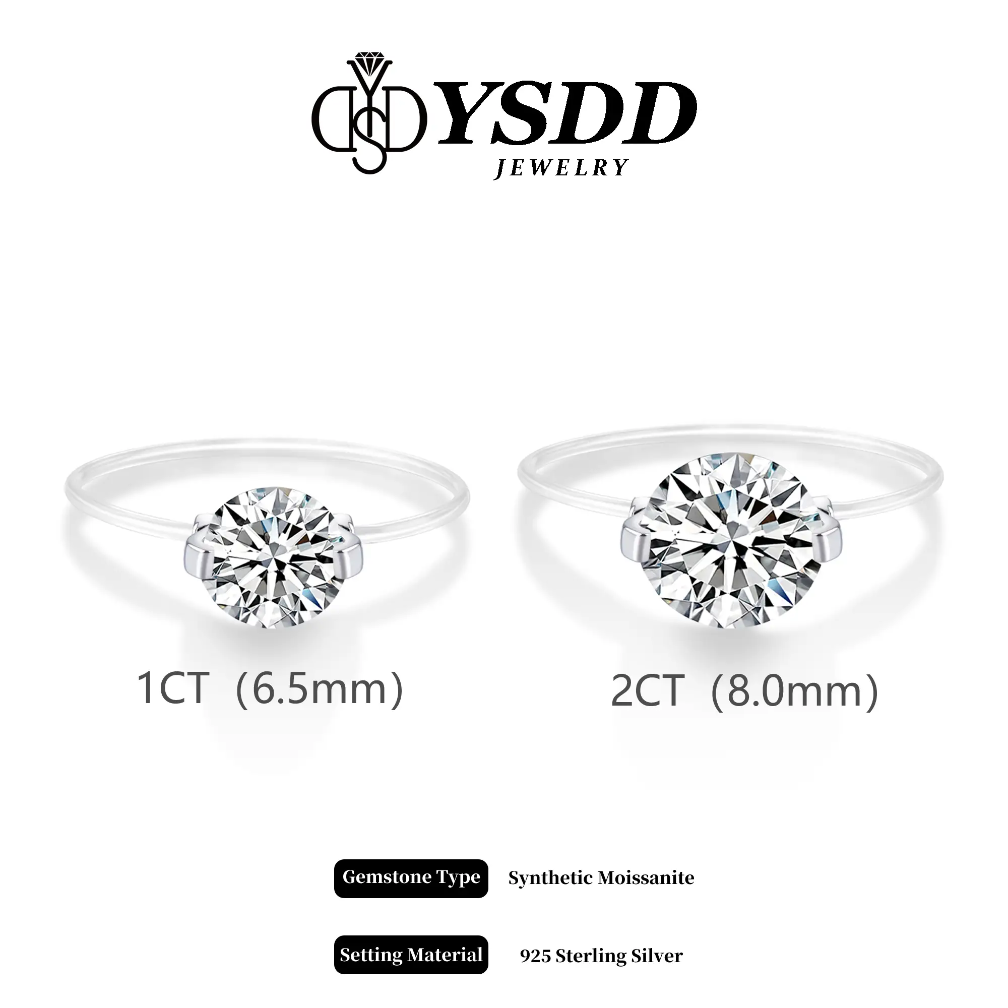【#452 Invisible Ring】1-2CT Moissanite Enhanced Nylon Thread Band vvs Synthetic Moissanite Rings in 925 Sterling Silver Invisible Ring