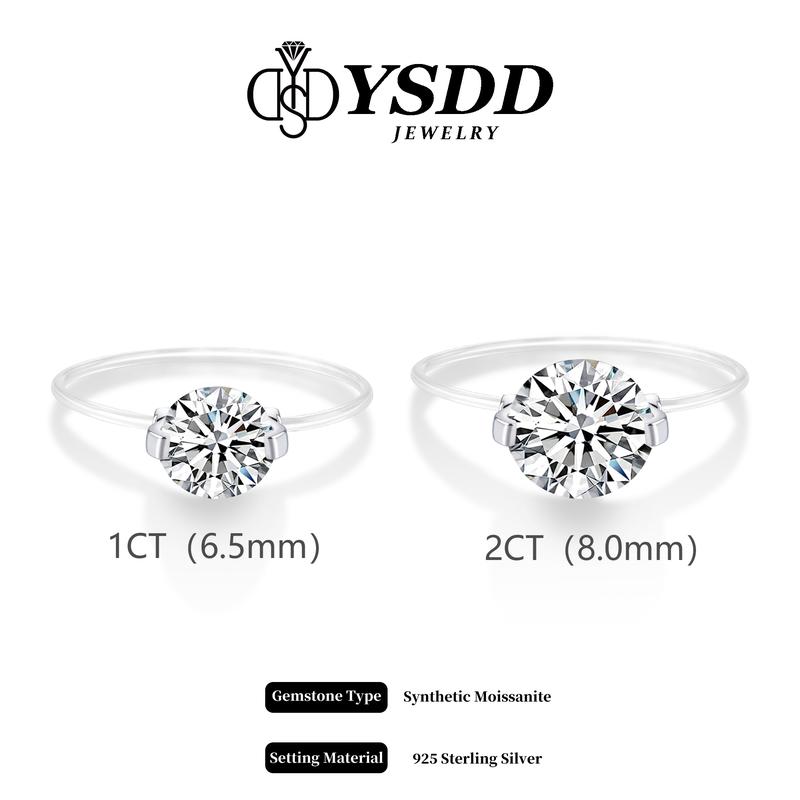 【#452 Invisible Ring】1-2CT Moissanite Enhanced Nylon Thread Band vvs Synthetic Moissanite Rings in 925 Sterling Silver Invisible Ring